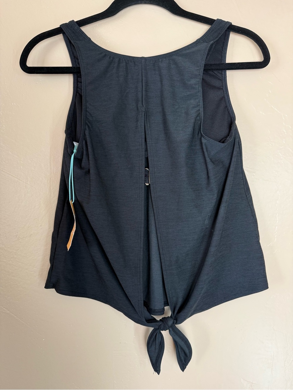 Kona Sol Charcoal Black Tie-Back Beach Cover-Up Tank Top (NWT)